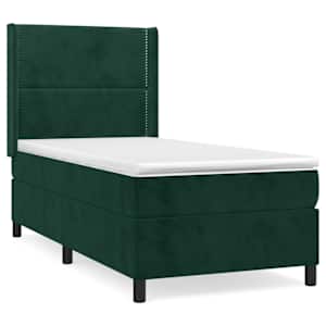 Box spring postel s matrací tmavě zelená 100x200 cm samet - obrázek 2