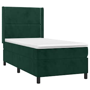 Box spring postel s matrací tmavě zelená 100x200 cm samet - obrázek 3