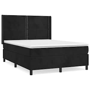 Box spring postel s matrací černá 140 x 190 cm samet - obrázek 2