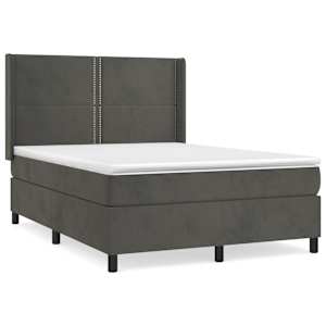 Box spring postel s matrací tmavě šedá 140x200 cm samet - obrázek 2