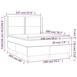 Box spring postel s matrací tmavě šedá 140x200 cm samet - obrázek 7