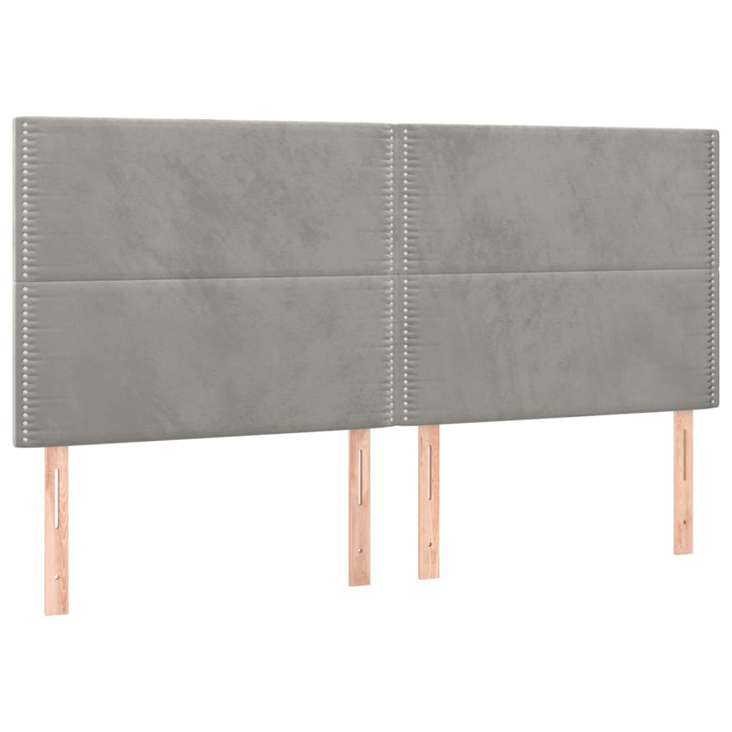 Pat box spring cu saltea, gri deschis, 160x200 cm, catifea