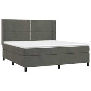 Box spring postel s matrací tmavě šedá 160x200 cm samet - obrázek 3