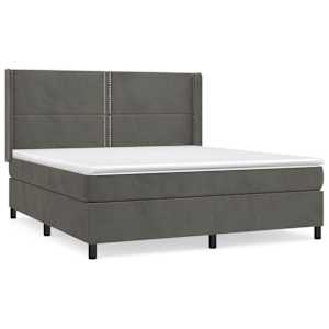 Box spring postel s matrací tmavě šedá 180x200 cm samet - obrázek 2