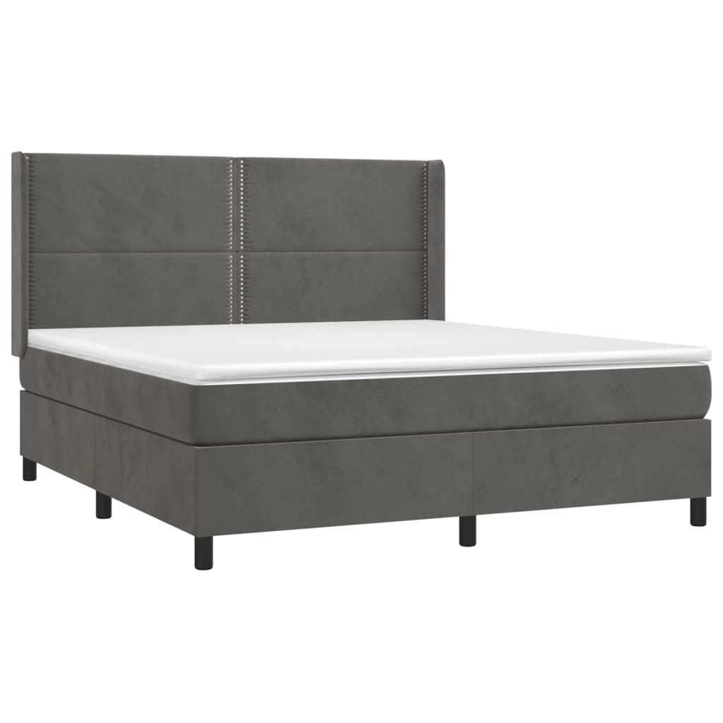 vidaXL Boxspring met matras fluweel donkergrijs 180x200 cm afbeelding