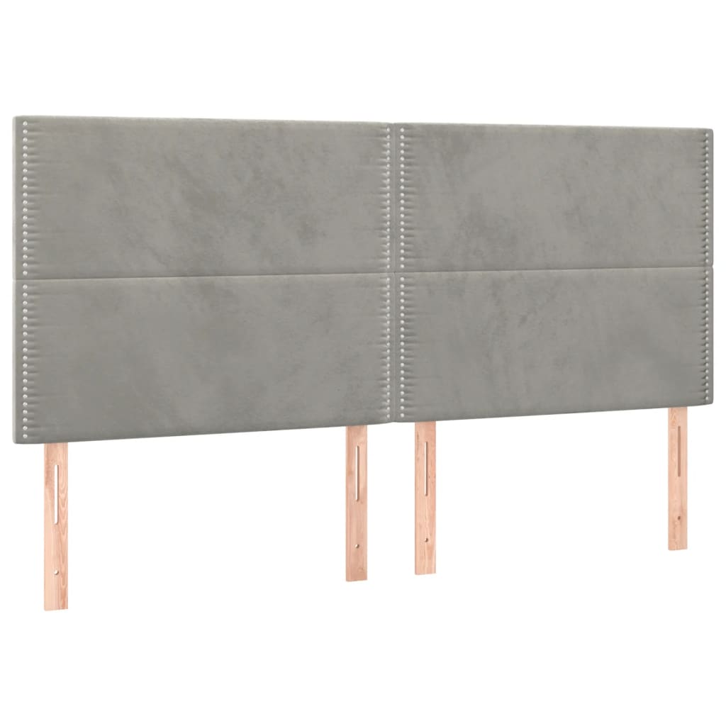 Pat box spring cu saltea, gri deschis, 200x200 cm, catifea