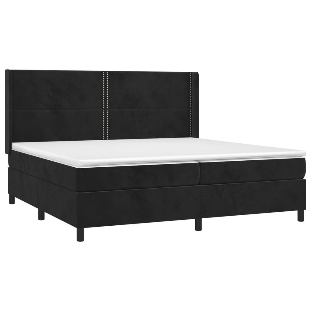 vidaXL Boxspring met matras fluweel zwart 200x200 cm afbeelding