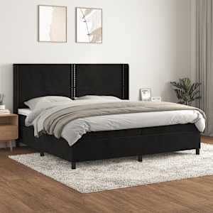 Box spring postelja z vzmetnico črna 200x200 cm žamet