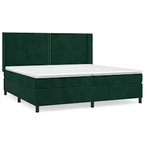 Box spring postel s matrací tmavě zelená 200x200 cm samet - obrázek 2