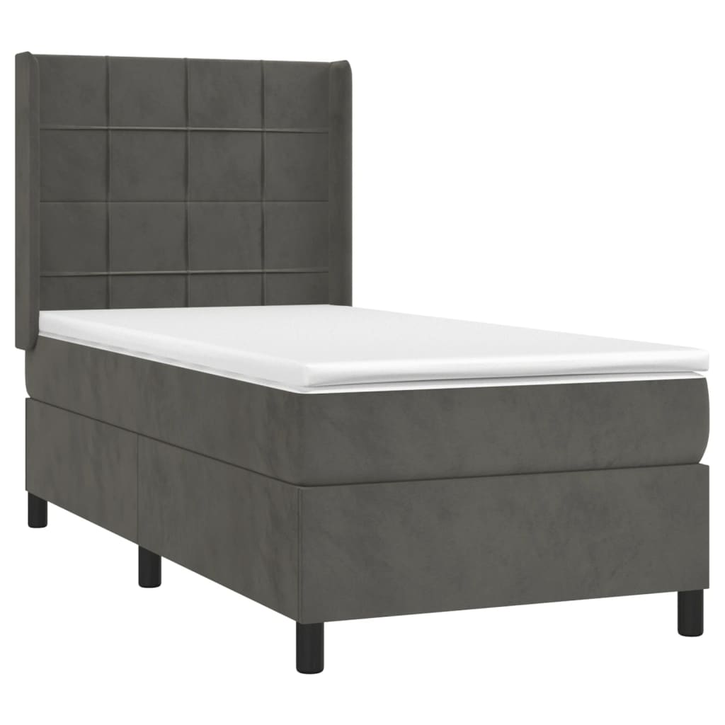 Thumbnail - vidaXL Boxspringbett mit Matratze Dunkelgrau 80x200 cm Samt