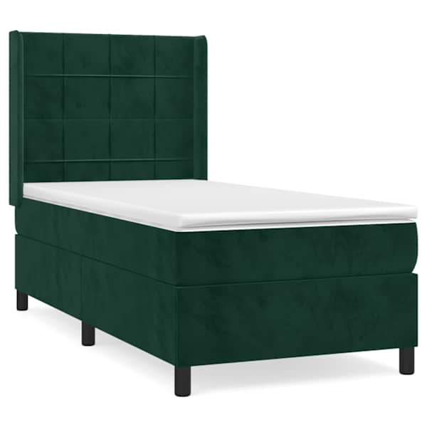 vidaXL kontinentaalvoodi madratsiga, tumeroheline, 80x200 cm, samet