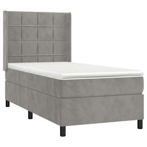 Box spring postel s matrací světle šedá 90x190 cm samet - obrázek 3