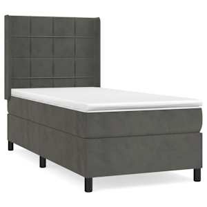 Box spring postel s matrací tmavě šedá 90x190 cm samet - obrázek 2