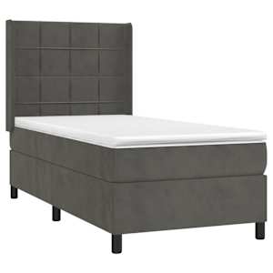 Box spring postel s matrací tmavě šedá 90x190 cm samet - obrázek 3