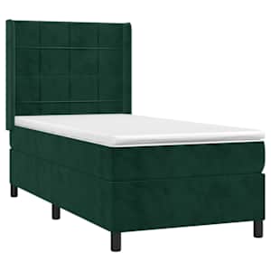 Box spring postel s matrací tmavě zelená 90x190 cm samet - obrázek 3