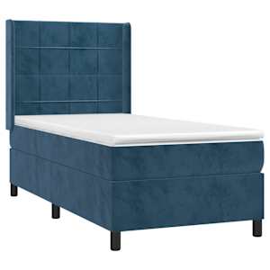 vidaXL Sommier &agrave; lattes de lit avec matelas Bleu fonc&eacute; 90x200 cm