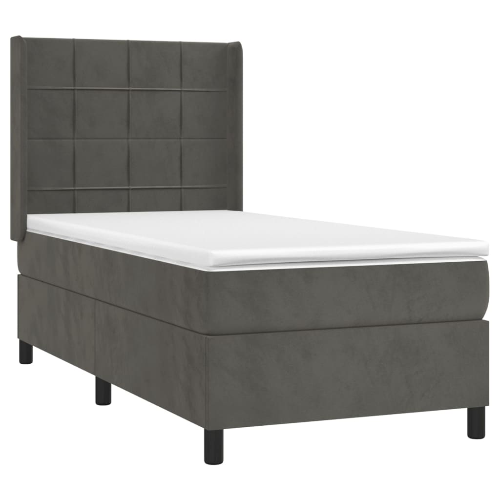 Thumbnail - vidaXL Boxspringbett mit Matratze Dunkelgrau 100x200 cm Samt