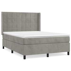 Box spring postel s matrací světle šedá 140x190 cm samet - obrázek 2