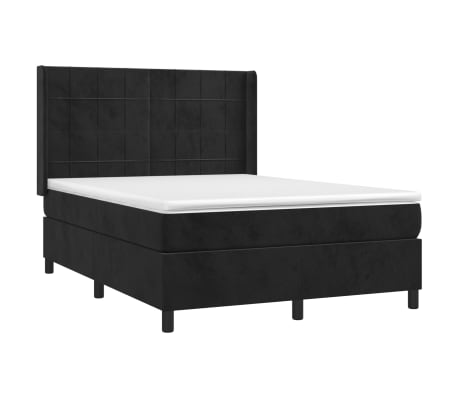 vidaXL Posteľný rám boxspring s matracom čierny 140x190 cm zamat