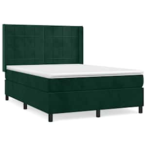 Box spring postel s matrací tmavě zelená 140x190 cm samet - obrázek 2