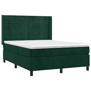 Box spring postel s matrací tmavě zelená 140x190 cm samet - obrázek 3