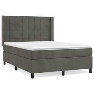 Box spring postel s matrací tmavě šedá 140x200 cm samet - obrázek 2