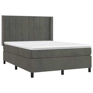 Box spring postel s matrací tmavě šedá 140x200 cm samet - obrázek 3