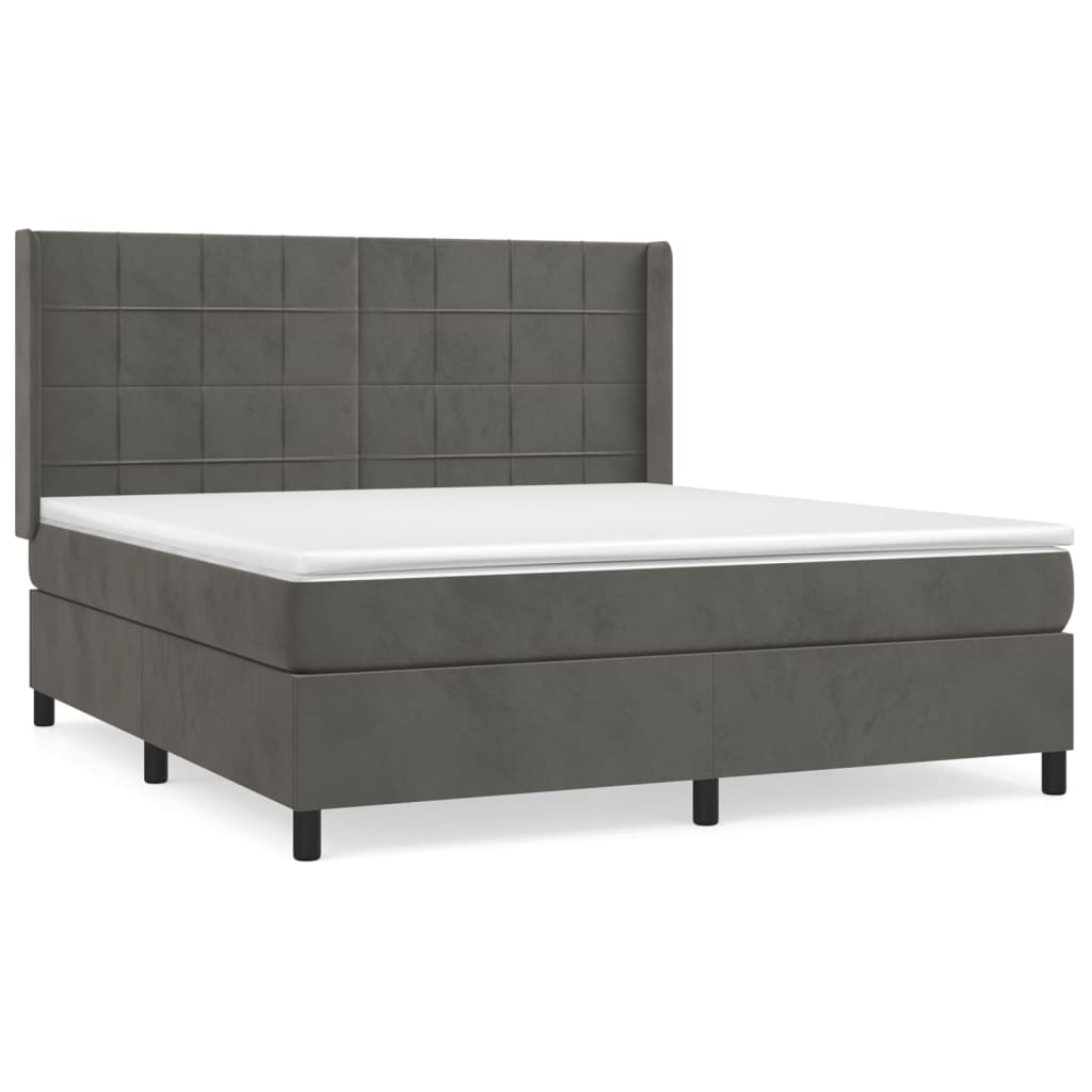 vidaXL Posteľný rám boxspring s matracom tmavosivý 160x200 cm zamat