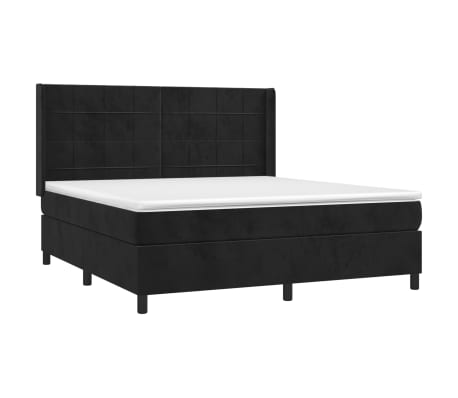 vidaXL Pat box spring cu saltea, negru, 160x200 cm, catifea