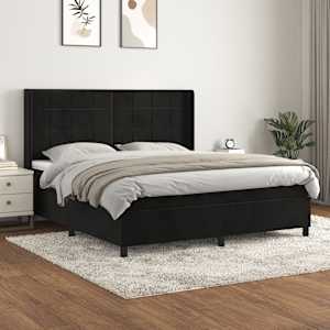 Box spring postel s matrací černá 160x200 cm samet - obrázek 1