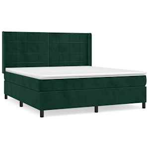 Box spring postel s matrací tmavě zelená 160x200 cm samet - obrázek 2