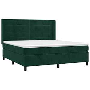 Box spring postel s matrací tmavě zelená 160x200 cm samet - obrázek 3