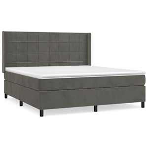 Box spring postel s matrací tmavě šedá 180x200 cm samet - obrázek 2