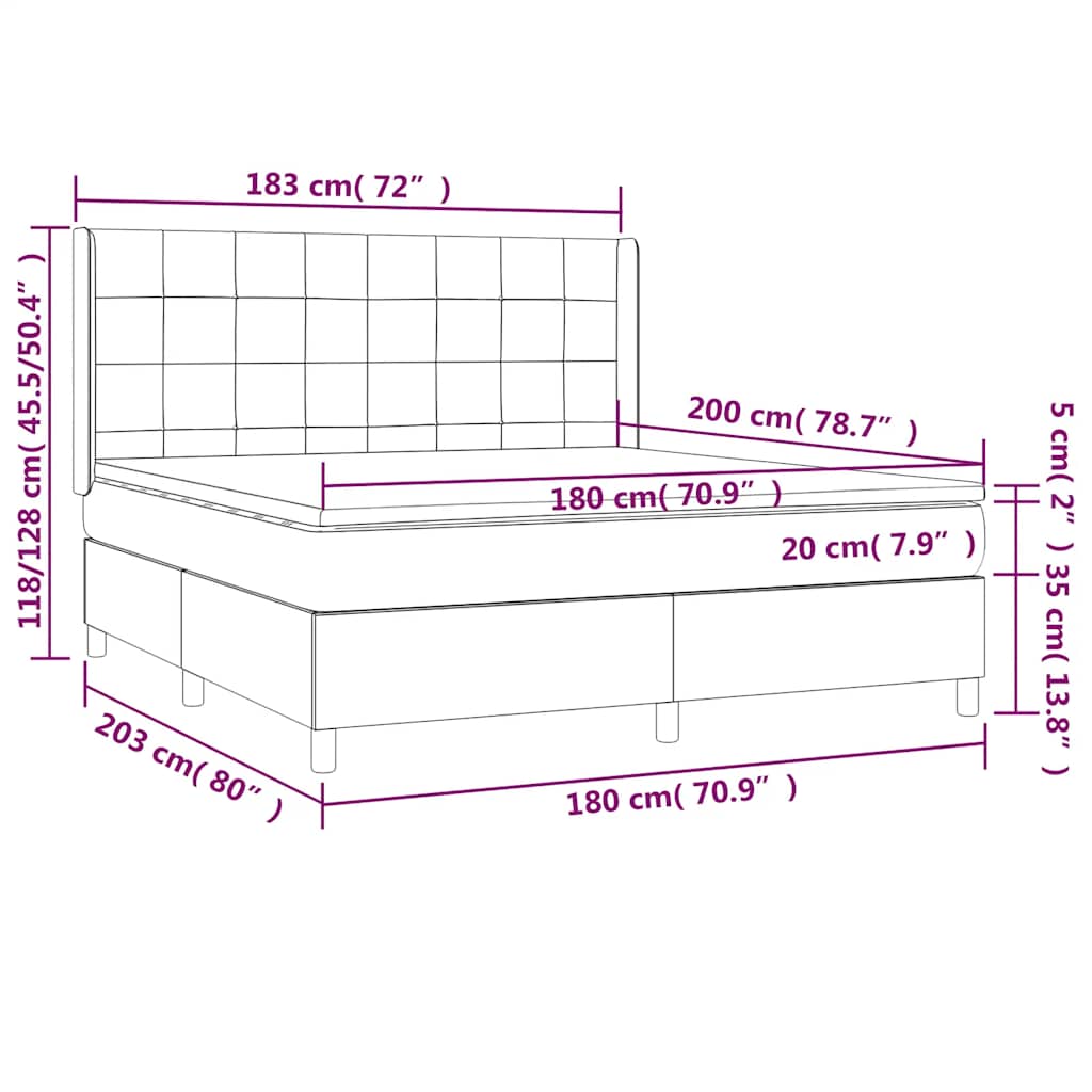 Box spring postelja z vzmetnico temno zelena 180x200 cm žamet - slika 8