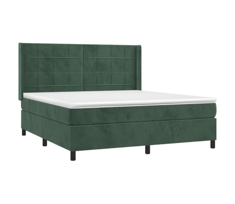 vidaXL Boxspringbett mit Matratze Dunkelgr&uuml;n 180x200 cm Samt