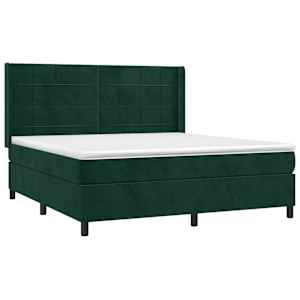 Box spring postel s matrací tmavě zelená 180x200 cm samet - obrázek 3