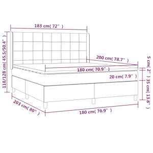 Box spring postel s matrací tmavě zelená 180x200 cm samet - obrázek 8