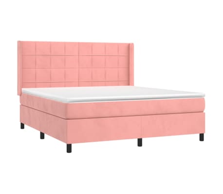 vidaXL Boxspringbett mit Matratze Rosa 180x200 cm Samt