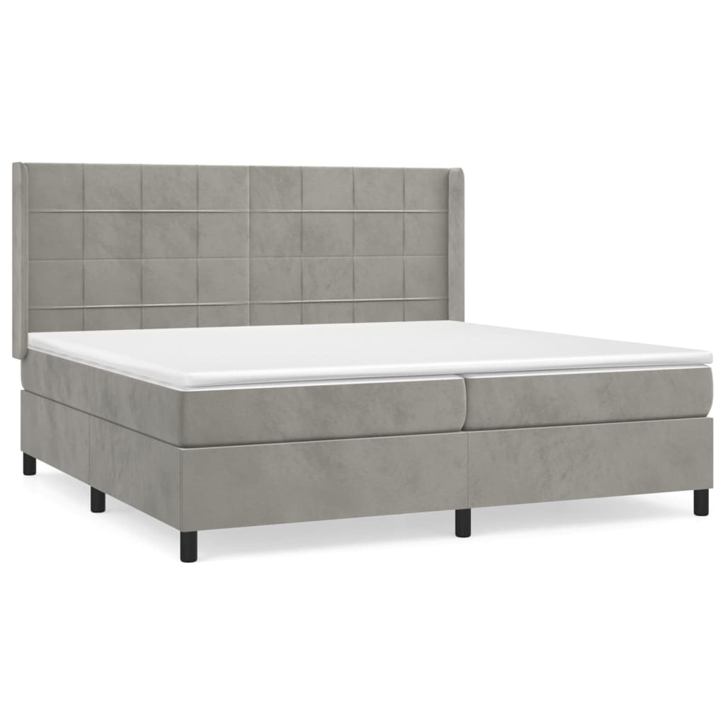 vidaXL Box spring postel s matrací světle šedá 200x200 cm samet