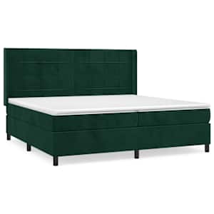 Box spring postel s matrací tmavě zelená 200x200 cm samet - obrázek 2