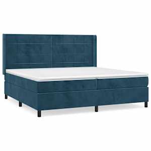 Box spring postel s matrací tmavě modrá 200x200 cm samet - obrázek 2