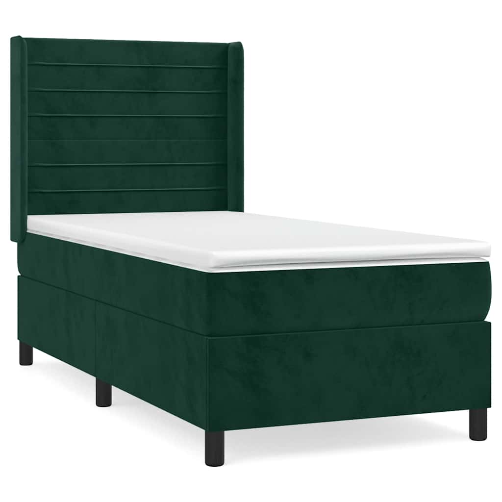 vidaXL Box spring postel s matrací tmavě zelená 80 x 200 cm samet