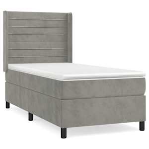 Box spring postel s matrací světle šedá 90x190 cm samet - obrázek 2
