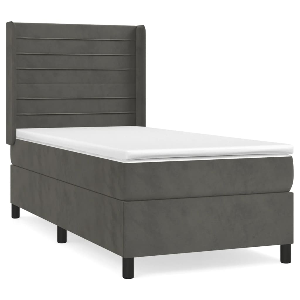 Thumbnail - vidaXL Boxspringbett mit Matratze Dunkelgrau 90x190 cm Samt