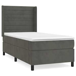Box spring postel s matrací tmavě šedá 90x190 cm samet - obrázek 2