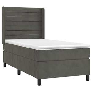 Box spring postel s matrací tmavě šedá 90x190 cm samet - obrázek 3