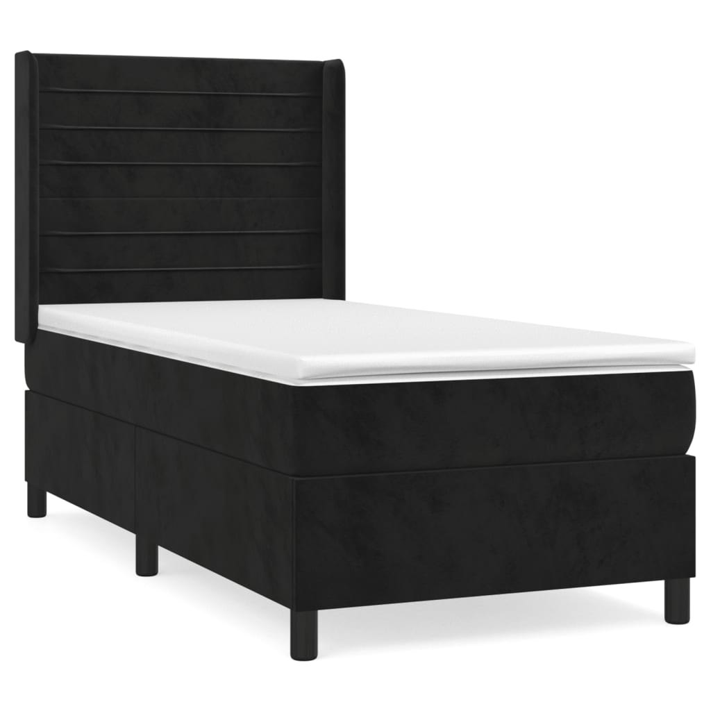 vidaXL Box spring postel s matrací černá 90x190 cm samet