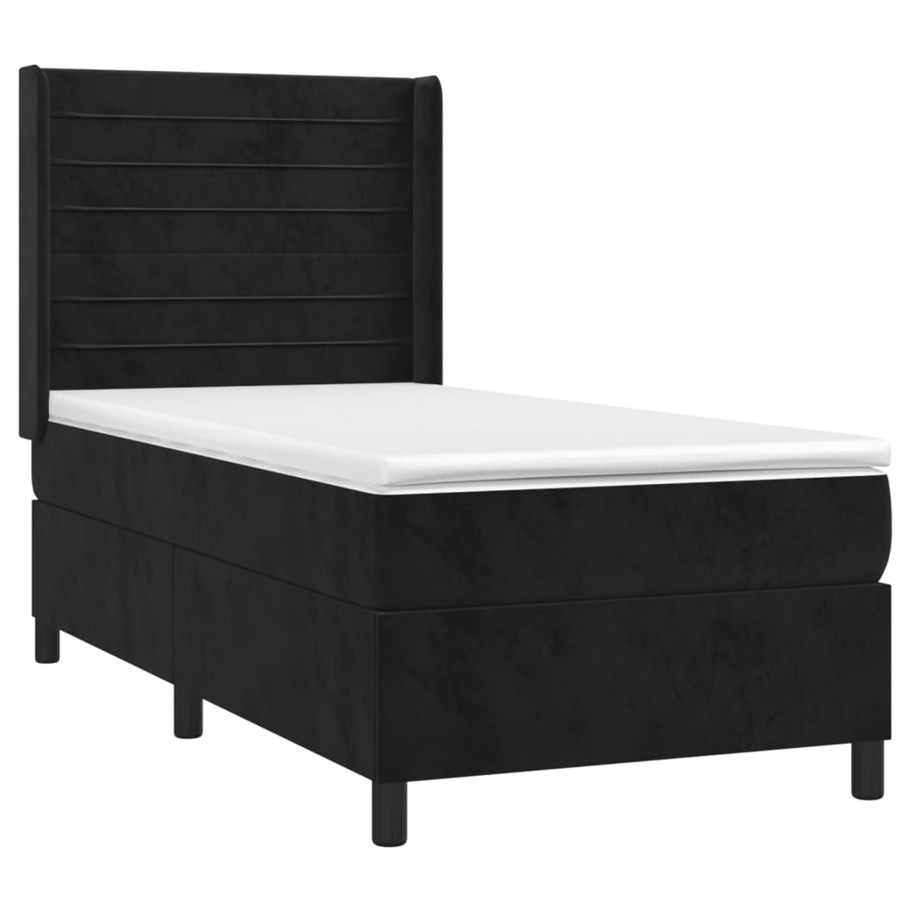 vidaXL Boxspring met matras fluweel zwart 90x190 cm afbeelding