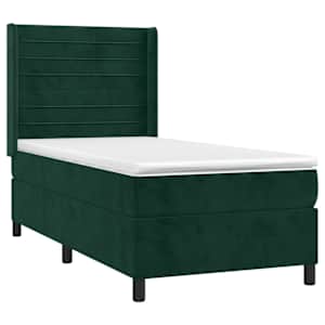 Box spring postel s matrací tmavě zelená 90x190 cm samet - obrázek 3