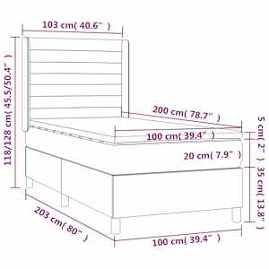 Box spring postel s matrací tmavě modrá 100x200 cm samet - obrázek 8